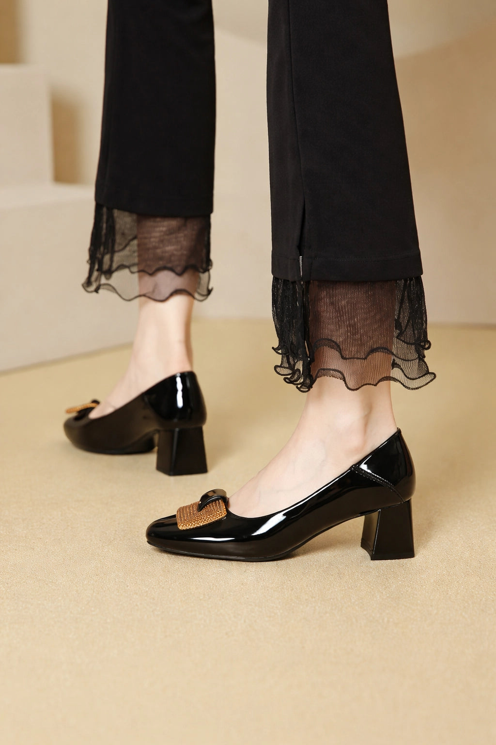 Modern Block Heel Pumps