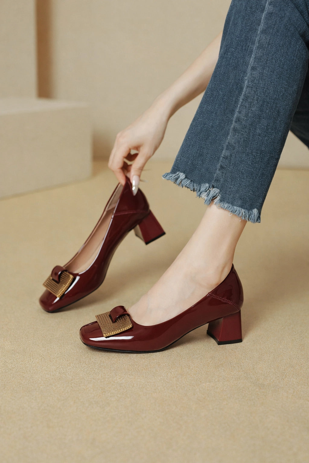 Modern Block Heel Pumps