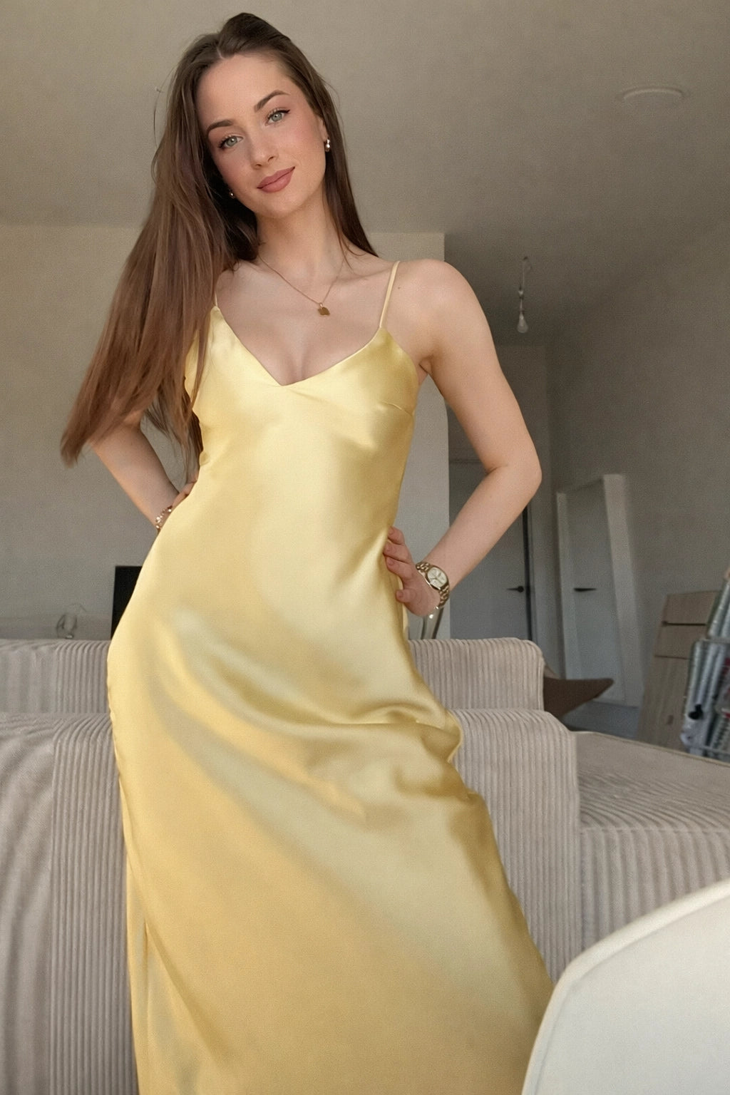 Solène Satin Backless Maxi