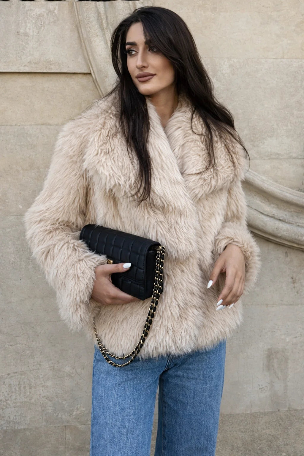 Cropped Faux Fur Jacket