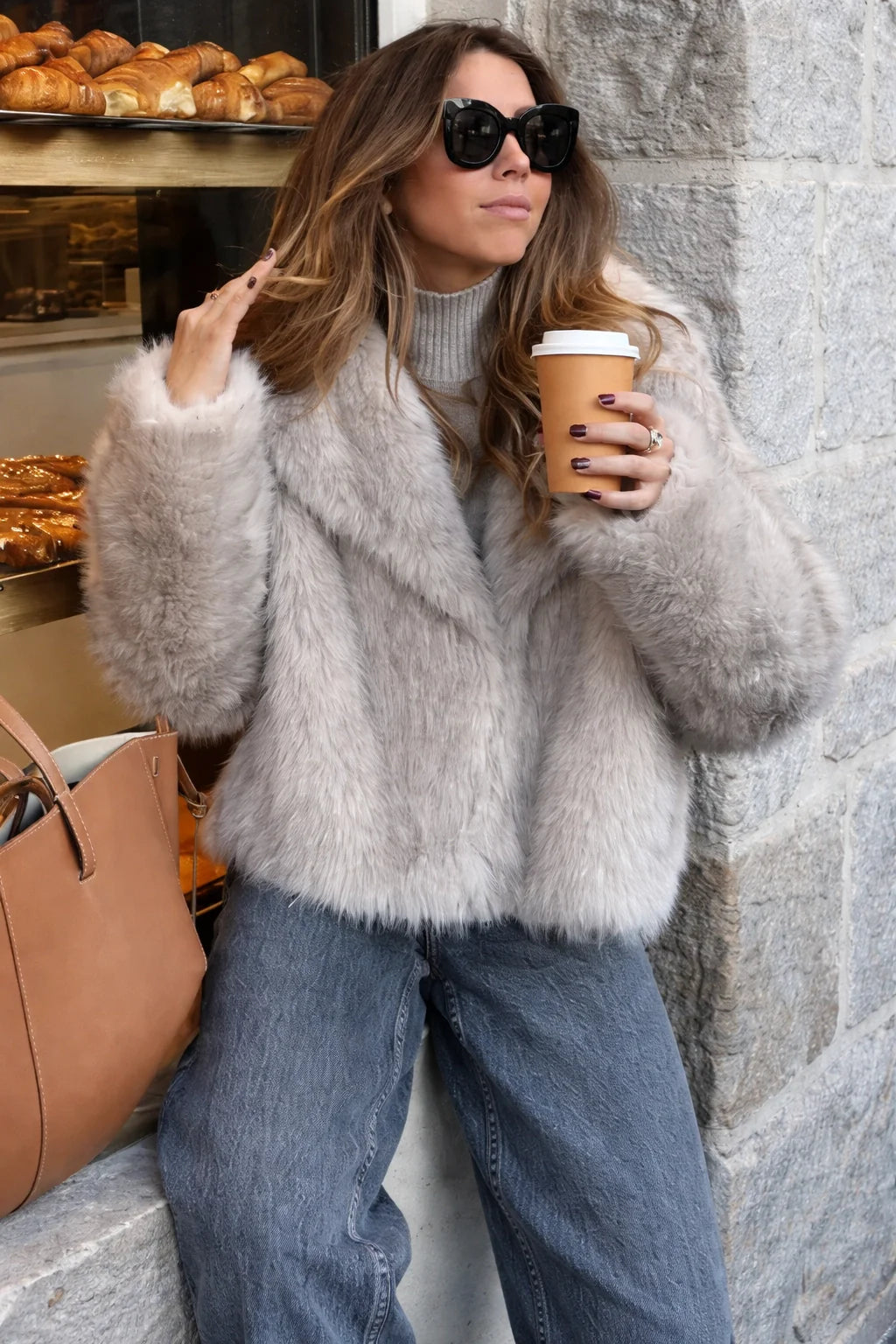 Cropped Faux Fur Jacket