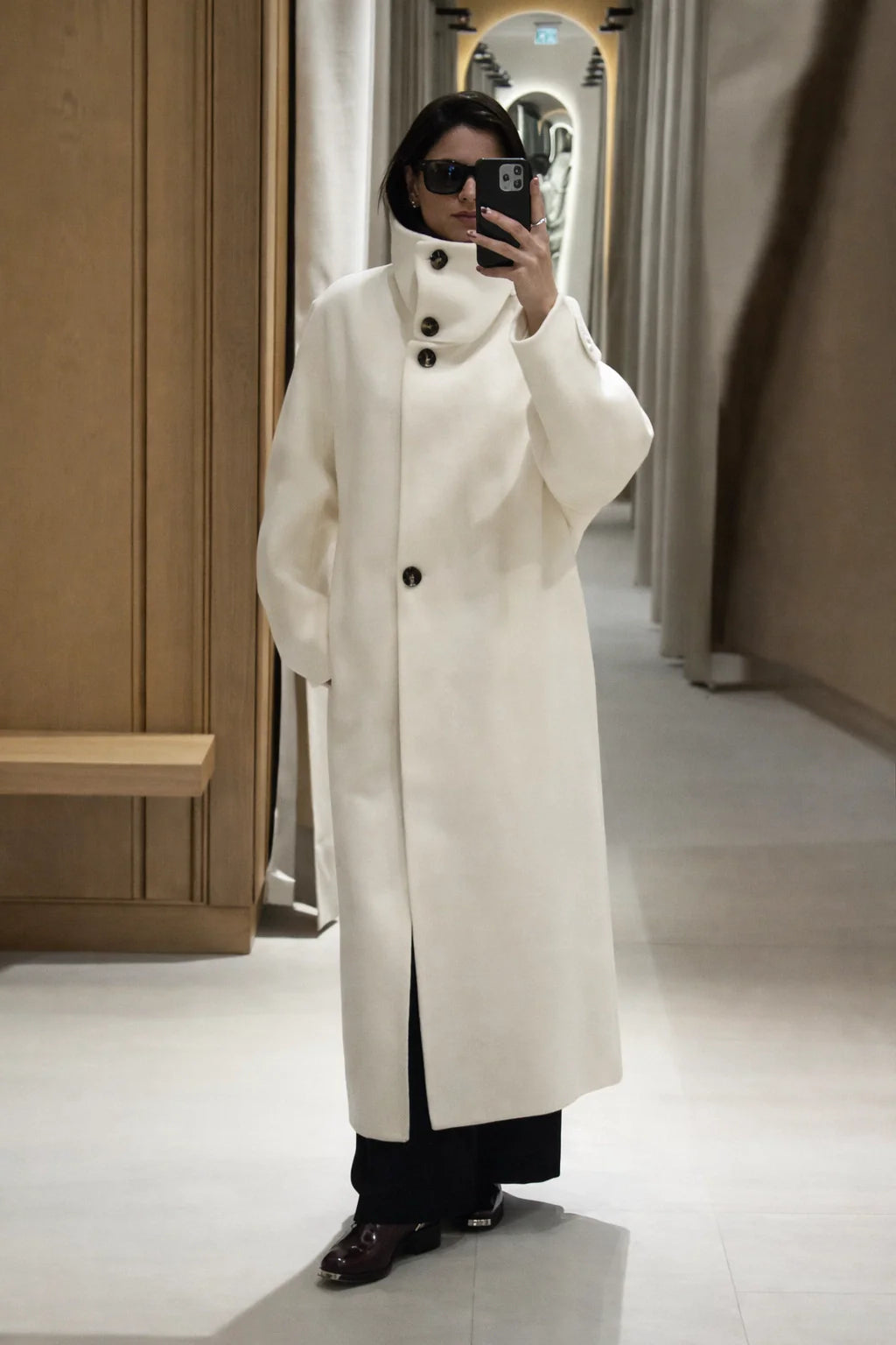 Elegant Stand Collar Overcoat