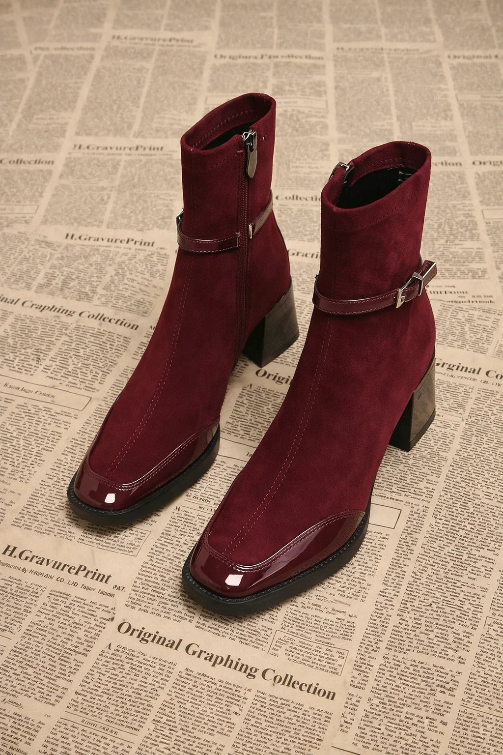 Patchwork Ankle Boots