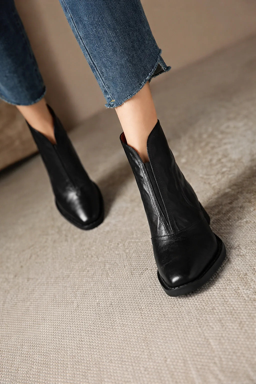 Square Head V Notch Heels