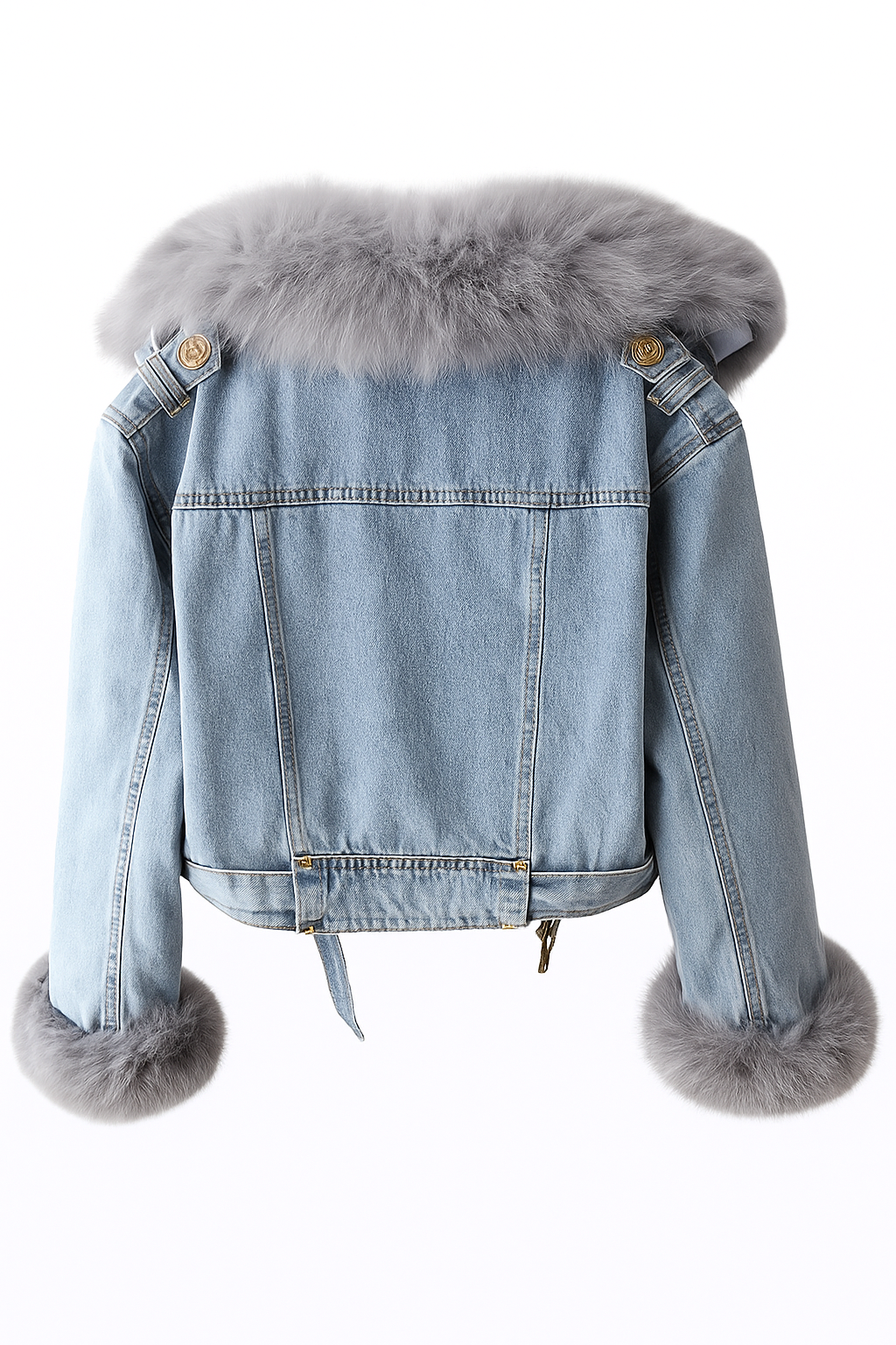 Margaux Luxe Lined Fox Fur Denim Coat