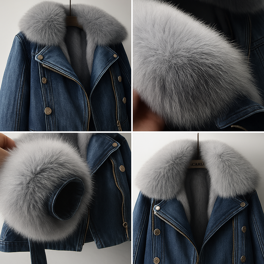 Margaux Luxe Lined Fox Fur Denim Coat