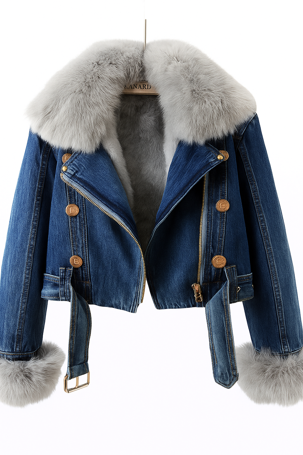 Margaux Luxe Lined Fox Fur Denim Coat