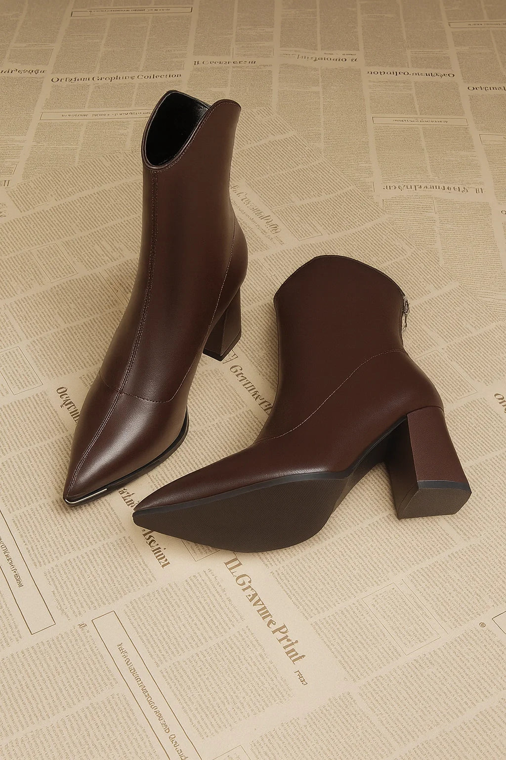 Pointed Toe Chelsea Heel Boots