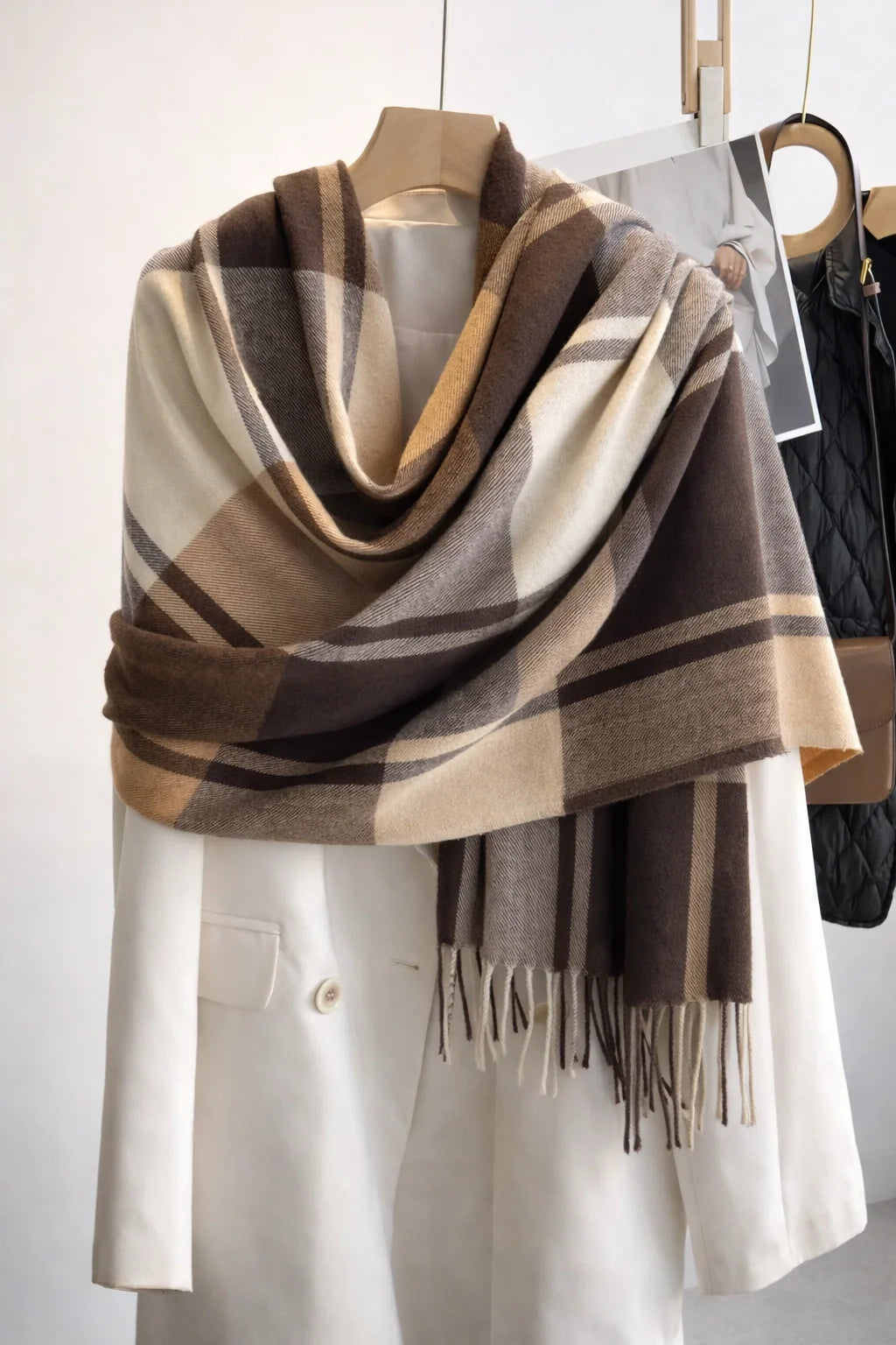 Cashmere Feel Plaid Shawl