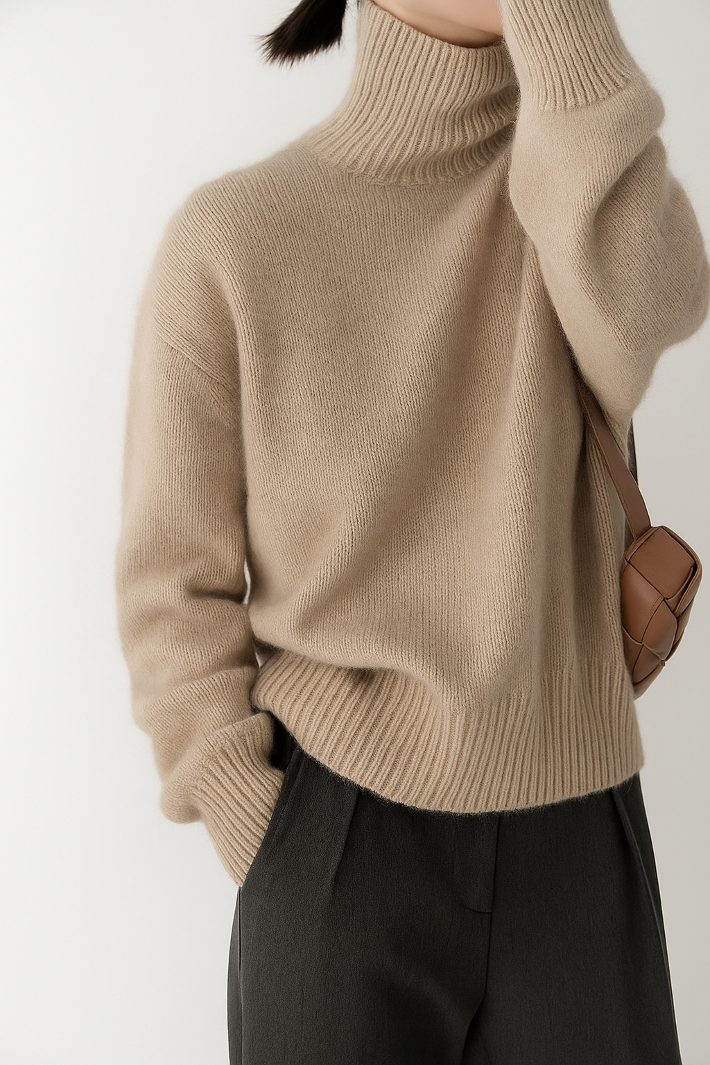 Zekye High Neck Knit Sweater